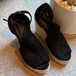 Black Wedge Sandals